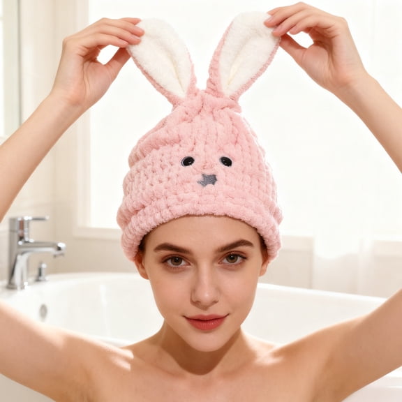 Giunmcul Rabbit Pattern Coral Fleece Towel Soft Absorbent Quick Dry Face Wash Bath Hair Towel for Men and Women Multipack Color Options 1 Piece 30x30cm Pink