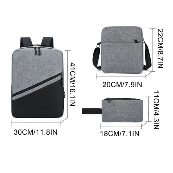Giunmcul Reduced Price Fashion Three-piece Backpack Backpack Male Business Usb Charging Laptop Bag High-capacity Students Bag