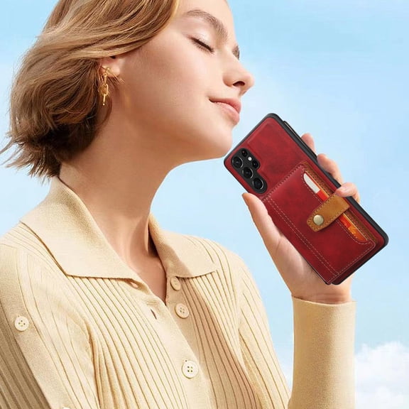 Giunmcul Reduced Price Suitable for S25ultra Leather Case Business Protective Case Phone Case Flip Cover External Plug In Card Leather Case