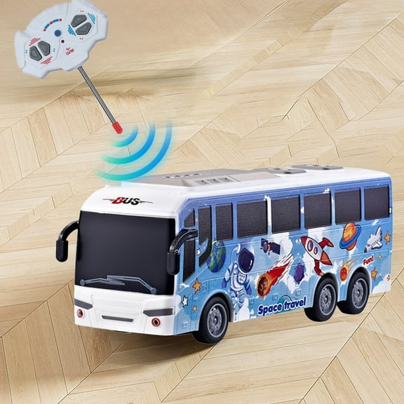 Giunmcul Remote Control Bus Toy 1 to 30 Scale Four Way RC City Bus with LED Lights Durable ABS Kids Vehicle Toy Gift Multicolor Bus Size 10.15 x 3.36 x 2.87 in