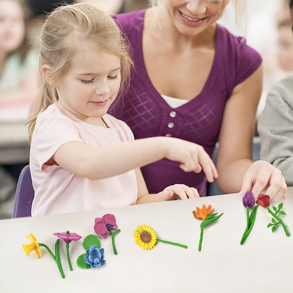 Giunmcul Simulated Flower Figurines Set 8 Pieces Educational Pretend Play Toys for Kids Ages 3 Plus Bath Safe Washable Mini Flower Models for Learning and Decor Set of 8