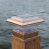 Giunmcul Solar Post Cap Light, Gold Finish Outdoor Fence Light with Warm White and White LED, Auto On/Off Garden Patio Deck Post Top Lamp