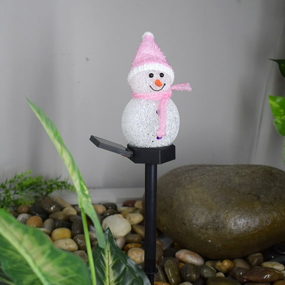 Giunmcul Solar Snowman Garden Ground Plug Light Outdoor LED Holiday Lawn Stake 44 cm Warm White