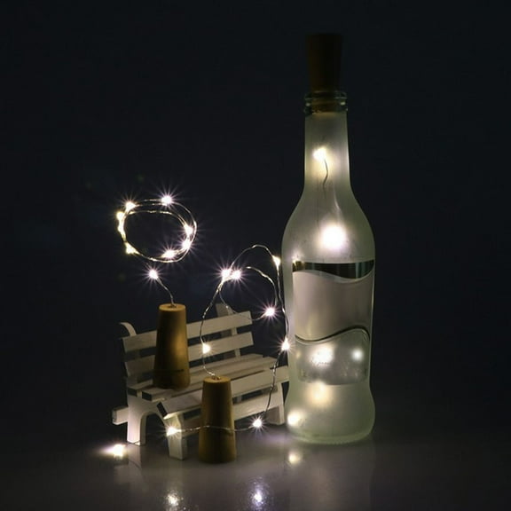 Giunmcul Solar Wine Cork String Lights 10 LED Waterproof Copper Wire Decorative Battery-Free Wedding Party Patio Bottle Cork Shaped Solar String Light Warm White Romantic Ambience