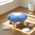 thumbnail image 1 of Giunmcul Solid Wood Flower Stool with Soft Fleece Cushion Detachable Cover Round Footstool Chair for Living Room Bedroom Home Decoration 9.8x9.8x7.9in, 1 of 6