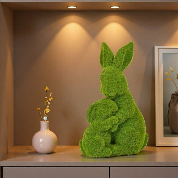 Giunmcul Spring Home Decor Easter Gift Easter Bunny Decorative Statue Resin Bunny Figurine Set for Garden Courtyard Tabletop 1 Set S