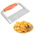 thumbnail image 1 of Giunmcul Stainless Steel Crinkle Chip Cutter with Wooden Handle Classic Wavy Knife Easy Slice Lift Scrape 18.5x11 cm Potato Cutter 1 Piece, 1 of 4