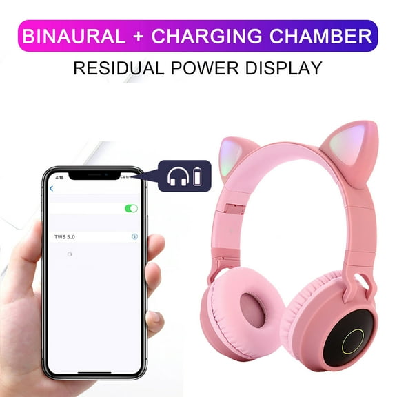 Giunmcul Tax Free Weekend 2021 Foldable Wireless Bluetooth LED Ear Headphones Built In Microphone Support Audio Cable And