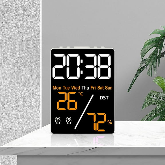 Giunmcul Tax Free Weekend LED Screen Concise Clock Multifunctional Digital Clock Display Date Week Temperature Humidity Daylight Saving Times Adjustable Brightness Two Alarm Settings