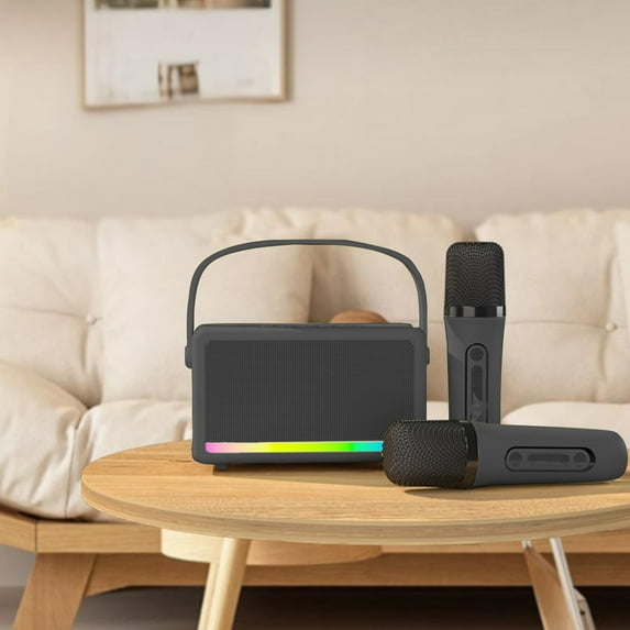 Giunmcul Tax Free Weekend Portable Outdoor Karaoke Speaker Mini Wireless Microphone Home Sing Microphone Integrated Machine Bluetooth Speaker with Two Microphones