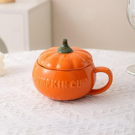 Giunmcul Tax Free Weekend Thanksgiving Day Cute Ceramic Pumpkin Tableware Household Pumpkin Bowl with Lid Microwaveable Halloween Pumpkin Bowl