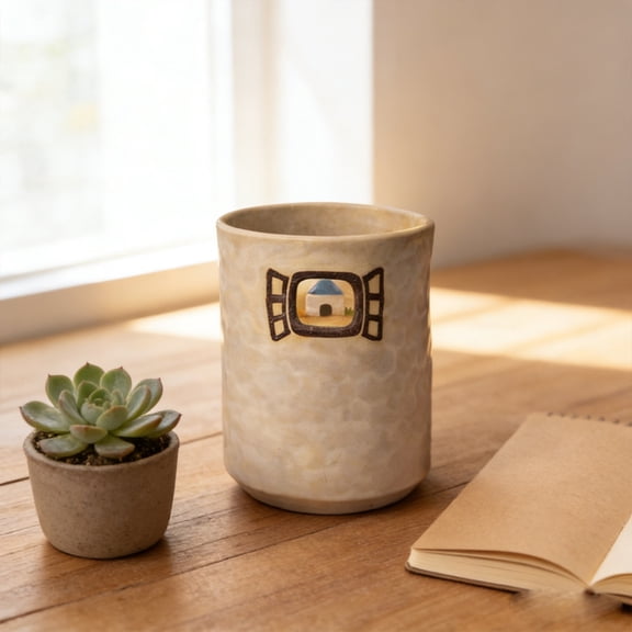 Giunmcul Tiny Window Ceramic Mug Small Compact Coffee Tea Cup Cute Novelty Design Kitchen Home Office Drinkware Gift Idea