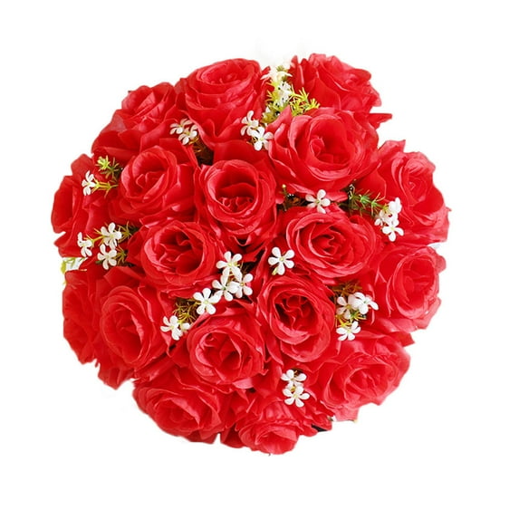 Giunmcul Today Discount 18Head Artificial Silk Roses Flowers Bridal Bouquet Rose Home Wedding Decor D