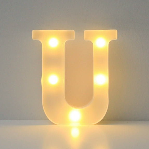 Giunmcul Today Discount Alphabet LED Letter Lights Light Up White Plastic Letters Standing Hanging A-M
