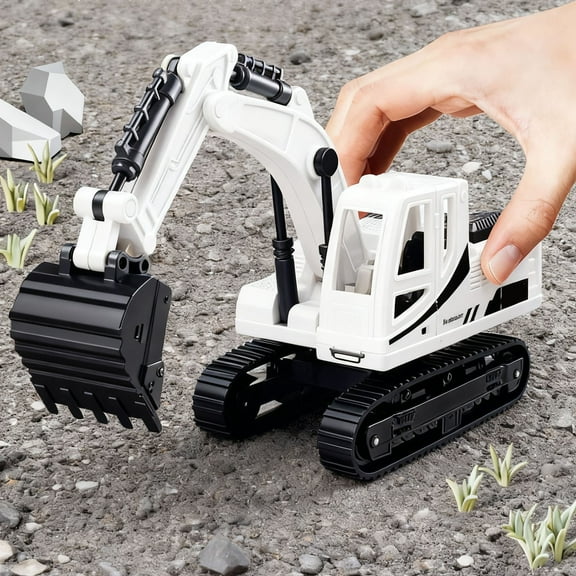 Giunmcul Track Excavator Toy for Kids 360 Rotating Cab Movable Arm Construction Vehicle Model with Soft Rubber Tracks Push and Go Pretend Play Gift Assorted Colors Size 7.08 in