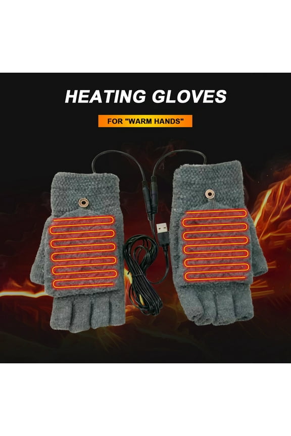 USB Heated Gloves Winter Electric Hand Warm Half-Finger Mittens for Typing or Gaming Warm Gifts for Women and Students