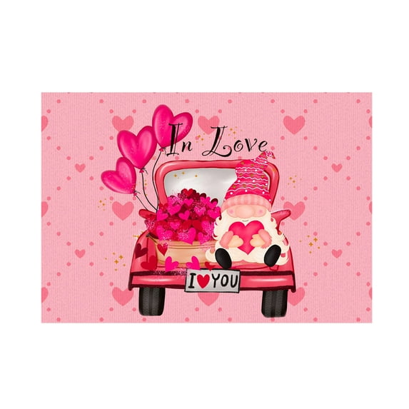 Giunmcul Valentines Day Door Mat Antislip Indoor Outdoor Front Bathroom Rug Entrance Carpet Polyester Non-Slip Red 50x80cm Holiday Decorative