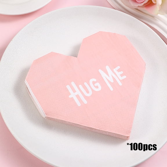 Giunmcul Valentines Day Paper Napkins Disposable Festive Table Napkins Biodegradable Absorbent 16.5cm 5 Packs 100 Sheets For Parties Weddings Events Holiday