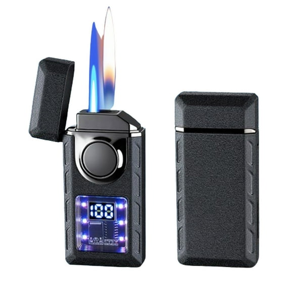 Giunmcul Voice Activated Lighter Windproof Refillable Torch Lighter with Battery Display and Visible Window for Camping BBQ Kitchen Gift Set 1 Piece