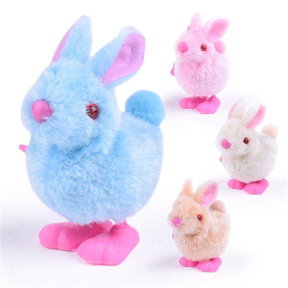 Giunmcul Wind Up Hopping Bunny Toy Plush Easter Basket Filler Spring Party Favor Cute Stuffed Rabbit for Kids Prize Box Goodie Bag Random Style 1 Pack