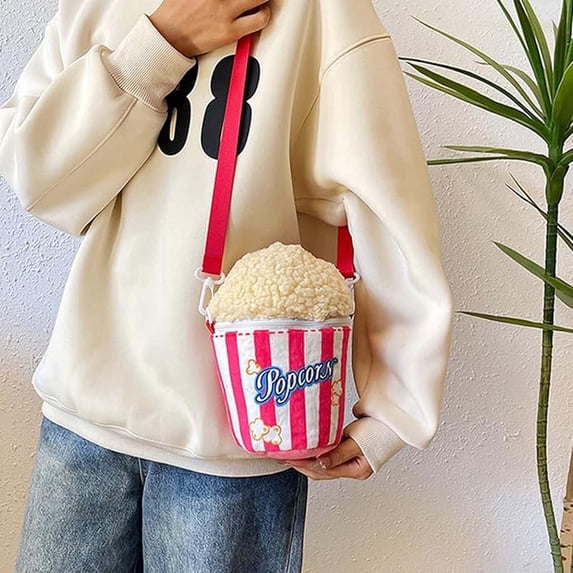 Giunmcul Women Popcorn Bag Shoulder Crossbody Zipper Accessory Versatile Party Decoration Carnival Halloween Fun Lightweight Portable Gift