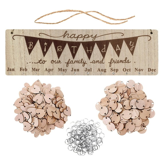 Giunmcul Wooden Birthday Reminder Calendar Board Plaque Wall Hanging Party Home DIY Craft Family Anniversary Gift 40x12cm 150pcs