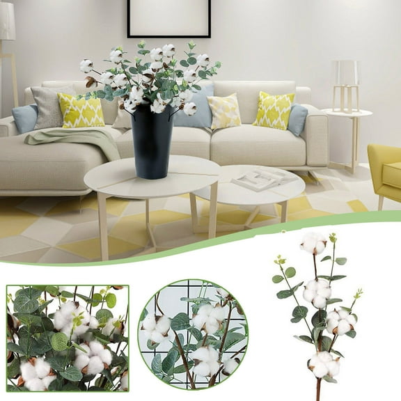 Giunmcul up to 45% Off 1PCS Cotton Stems 4 Cotton Heads Cotton Bouquet Leaves Leaves for Home Farmh