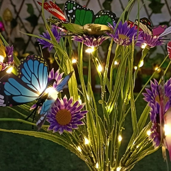 Giunmcul up to 45% Off Solar Garden Lights,Colors Changing Butterflies and Fourteen DaisiesCombination Lights, for Yard, Gardens Decor