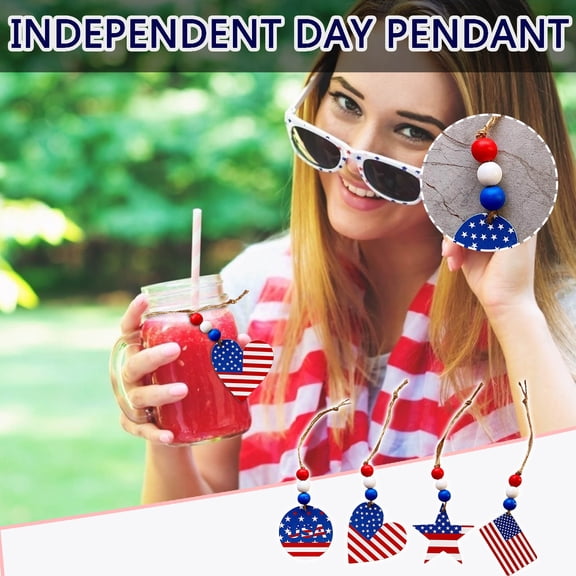 Giunmcul up to 50% Off Flag of The United States Independence Day Wood Hanging Plaque Decorative Signs