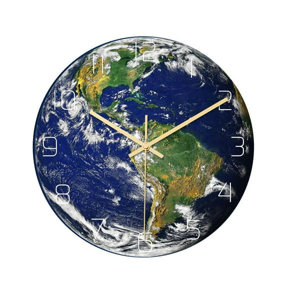 Giunmcul up to 50% Off Luminous Earth Wall Clock Acrylic Silent Home Decor Wall Clock