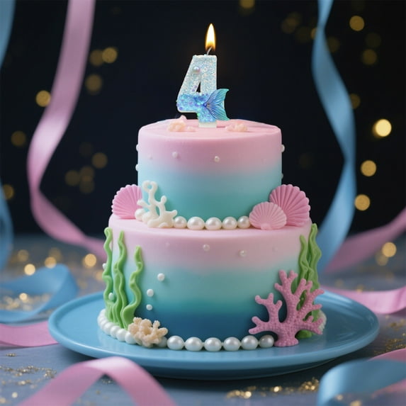 Giunmcul up to 65% Off Blue Number Birthday Candles Mermaid Tail Birthday Candles for Cake Candle Topper Anniversary Celebrations Supplies