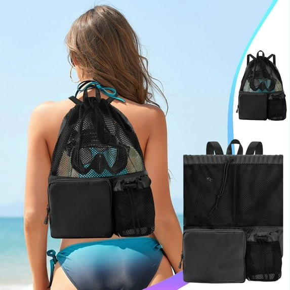 Giunmcul up to 65% Off Swimming Bag Mesh Drawstring Backpack with Wet Bag Beach Backpack Gym Exercise Equipment Bag