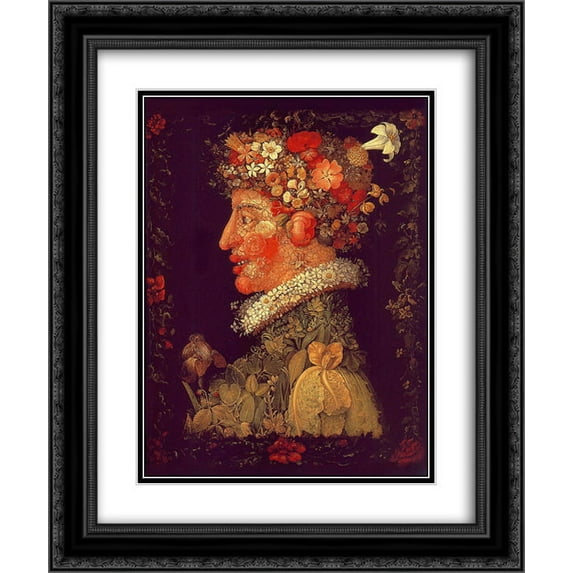 Giuseppe Arcimboldo 2x Matted 20x24 Black Ornate Framed Art Print 'Spring'