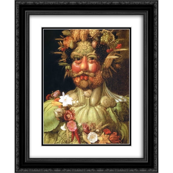 Giuseppe Arcimboldo 2x Matted 20x24 Black Ornate Framed Art Print 'Vertumnus (Emperor Rudolph II)'