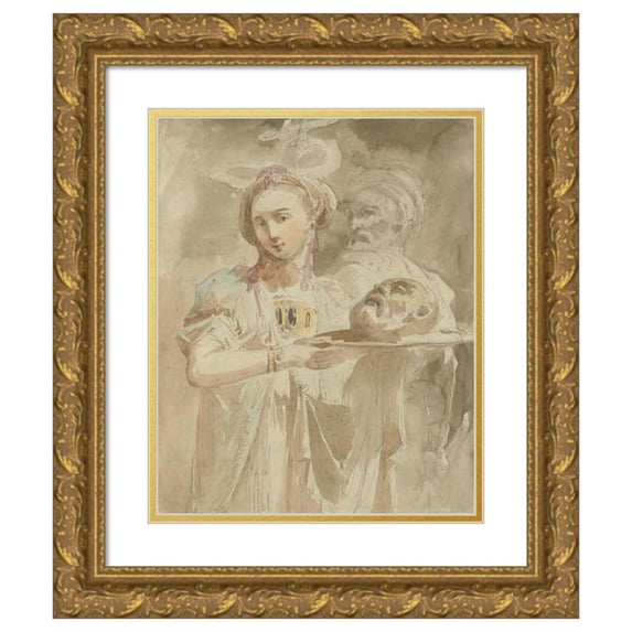 Giuseppe Bernardino Bison 15x18 Gold Ornate Wood Frame and Double Matted Museum Art Print Titled - Salome with the Head of Saint John the Baptist (1825-1835)