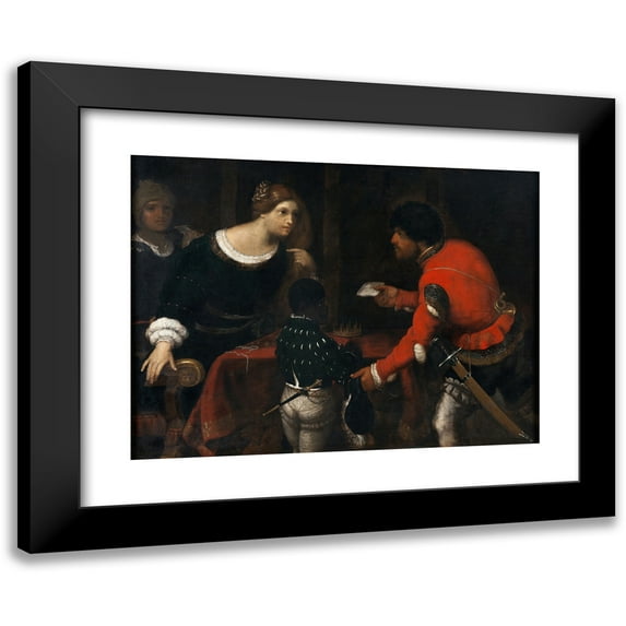 Giuseppe Caletti 18x14 Black Modern Framed Museum Art Print Titled - Caterina Cornaro, Queen of Cyprus, Receiving a Letter from the Council