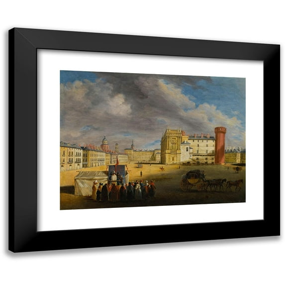 Giuseppe Canella 14x12 Black Modern Framed Museum Art Print Titled - Turin, a View of the Piazetta Reale