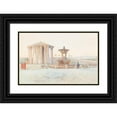 thumbnail image 1 of Giuseppe Carosi 18x13 Black Ornate Wood Framed Double Matted Museum Art Print Titled - View on the Foro Boario with Temple of Hercule Victor and Triton-Fountain, 1 of 5