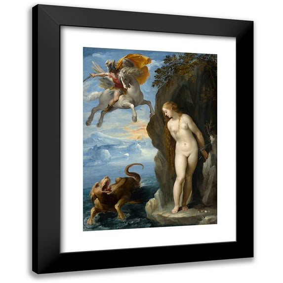 Giuseppe Cesari 18x24 Black Modern Framed Museum Art Print Titled - Perseus Rescuing Andromeda (1594)