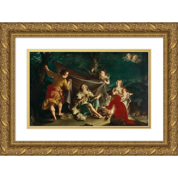 Giuseppe Marchesi 14x11 Gold Ornate Wood Frame and Double Matted Museum Art Print Titled - Allegory of Winter