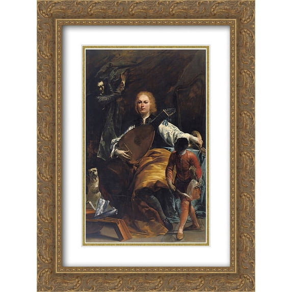 Giuseppe Maria Crespi 2x Matted 20x24 Gold Ornate Framed Art Print 'Portrait of Count Fulvio Grati '