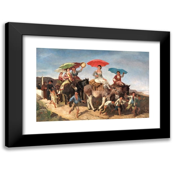 Giuseppe Palizzi 14x11 Black Modern Framed Museum Art Print Titled - Returning Home
