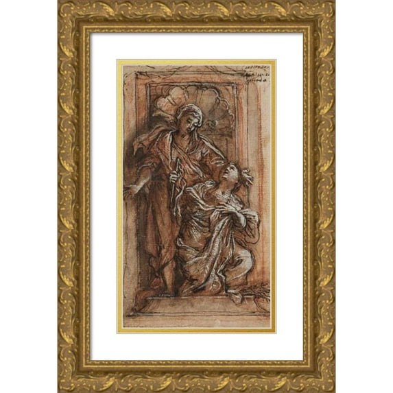 Giuseppe Passeri 10x14 Gold Ornate Wood Frame and Double Matted Museum Art Print Titled - Penitence (1653 - 1713)