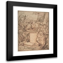 Giuseppe Passeri 12x14 Black Modern Framed Museum Art Print Titled - Christ and the Samaritan Woman at the Well