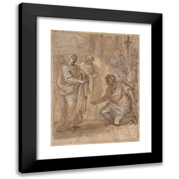Giuseppe Passeri 19x24 Black Modern Framed Museum Art Print Titled - Christ and the Centurion