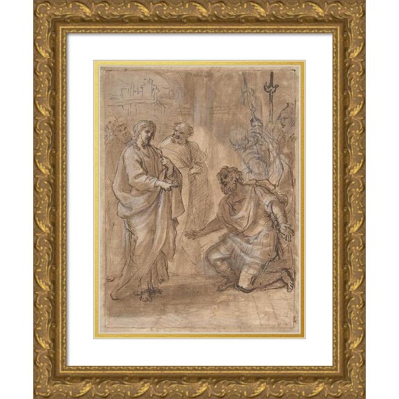 Giuseppe Passeri 19x24 Gold Ornate Framed and Double Matted Museum Art Print Titled - Christ and the Centurion