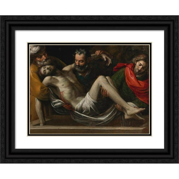 Giuseppe Vermiglio 14x11 Black Ornate Wood Framed Double Matted Museum Art Print Titled: The Entombment of Christ