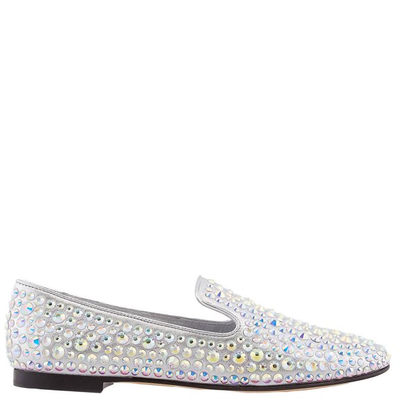 Giuseppe Zanotti Rhinestone Embellised Loafers, Brand Size 35 ( US Size 5 )