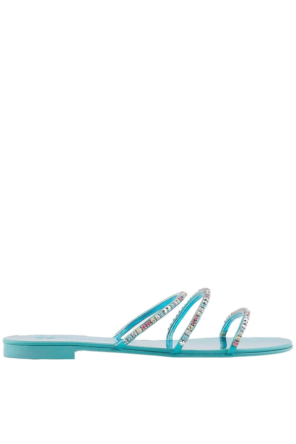 Rhinestone Embellished Flat Sandals, Brand Size 36 ( US Size 6 )