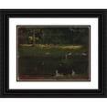 thumbnail image 1 of Giuseppe&nbsp;De Nittis 14x12 Black Ornate Wood Framed Double Matted Museum Art Print Titled: The Pond in the Bois De Boulogne (C1875), 1 of 5